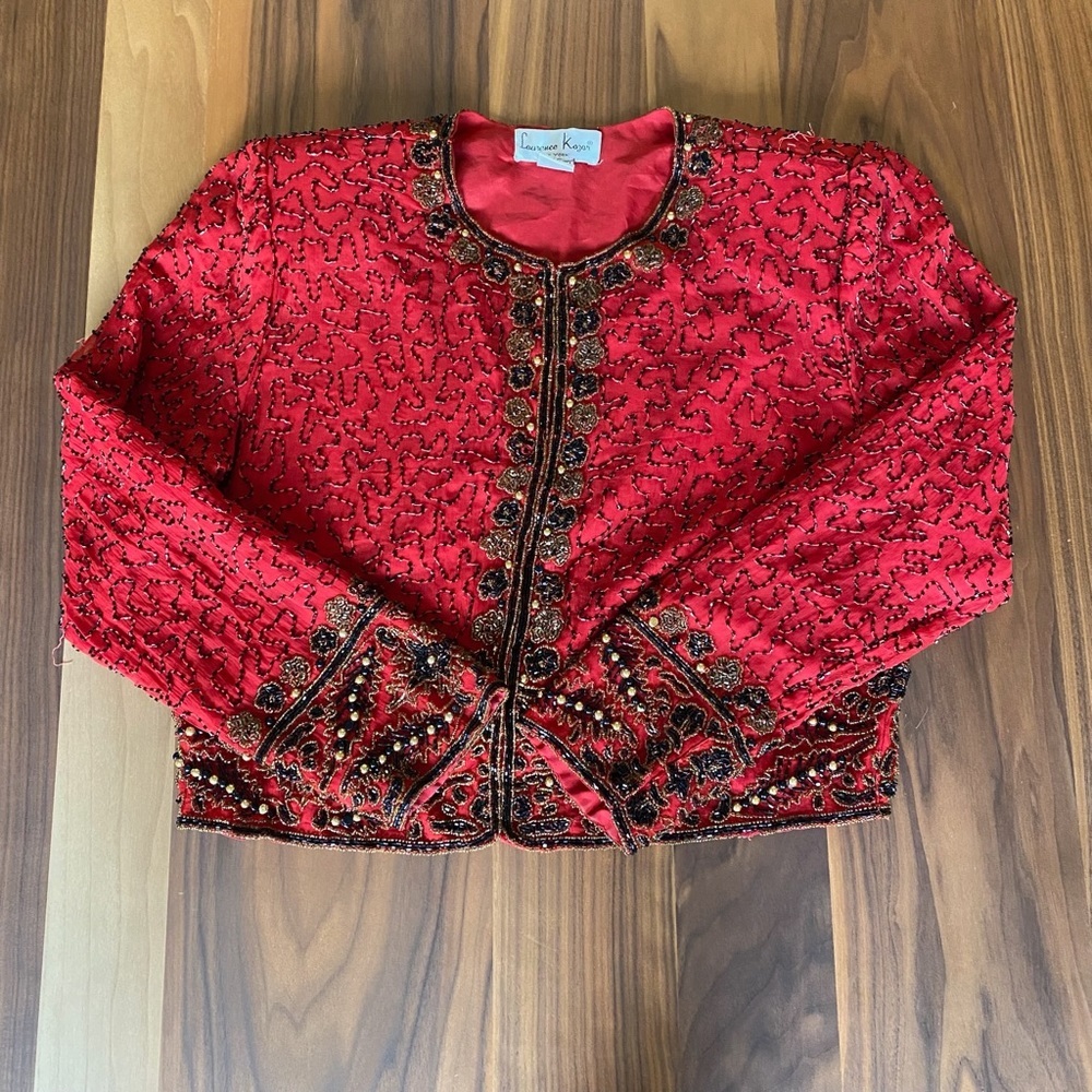 Vintage red beaded jacket